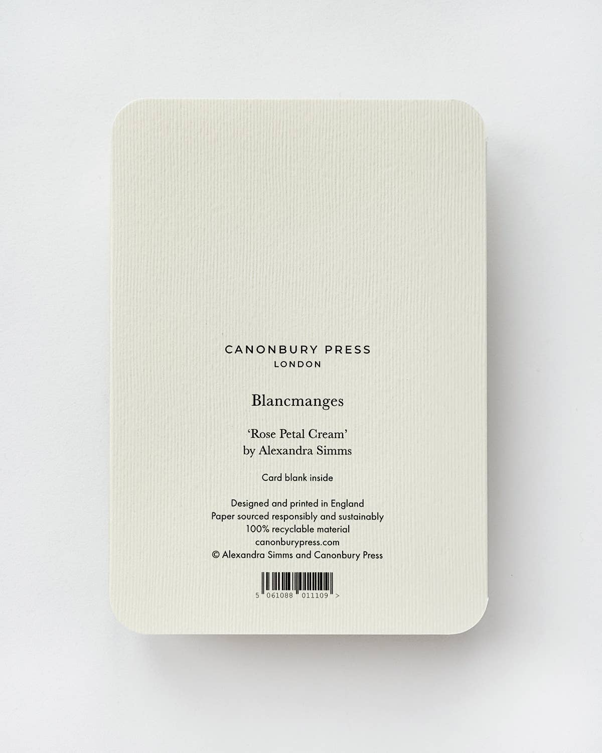 Rose Petal Cream Blancmange Card